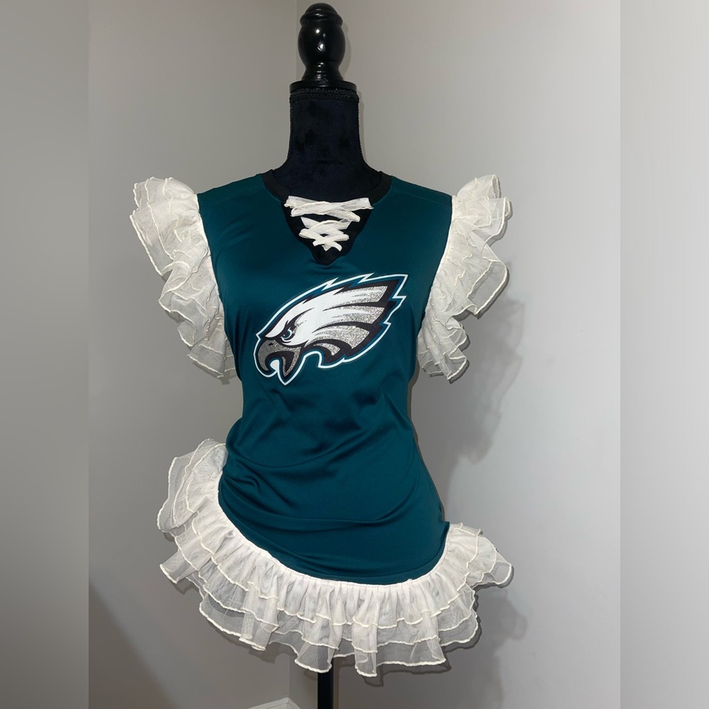 NFL Teal Lace-Up Ruffle Sleeve Women's Top